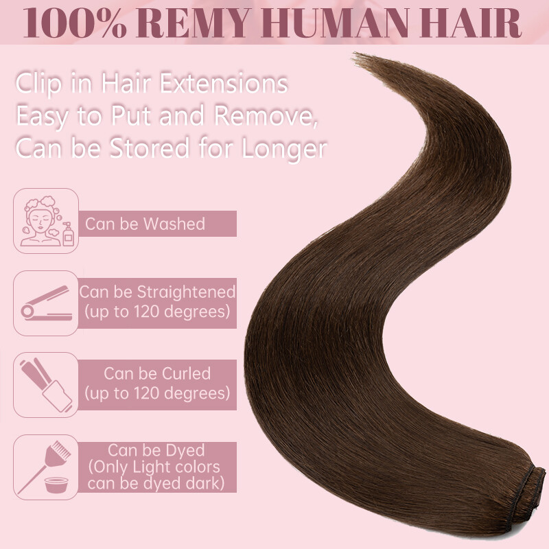 CLEARANCE Clip In Extensions 100% Remy Real Human Hair Full Head 8Pieces 18Clips