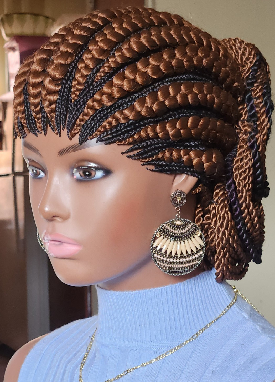 handmade braided cornrows wig pony Elephant Dark brown/1B