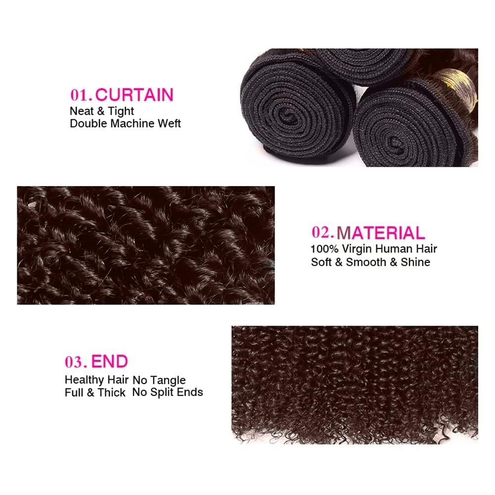 Ubinica Chocolate Brown 4 Human Hair Bundles 18 20 22 Inch Jerry Curly Bundles