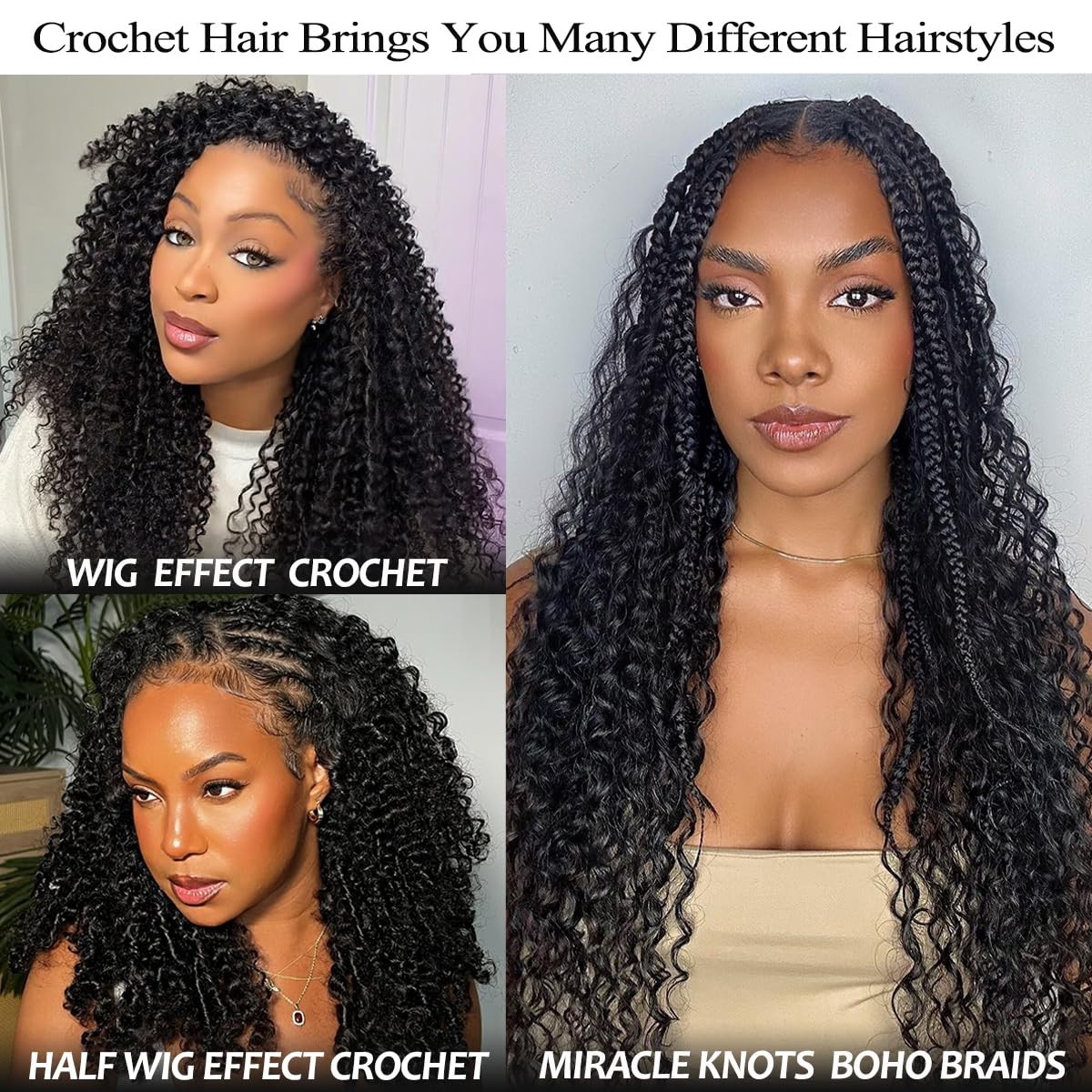 Kinky Curly Miracle Knots – 70g Invisible Human Crochet Hair Extensions 16 Inch
