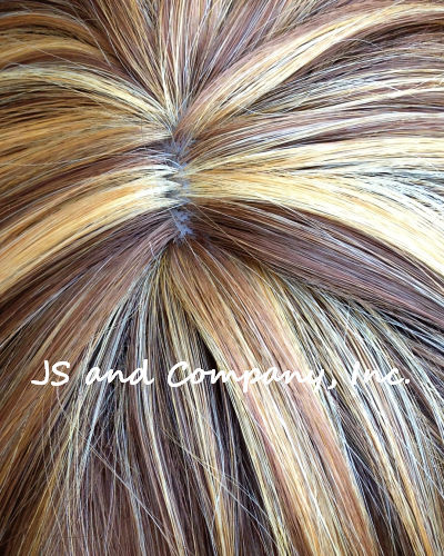 Human Hair Blend Full WIG HEAT OK WAVY Long WBCA Brown auburn blonde 8-12DS