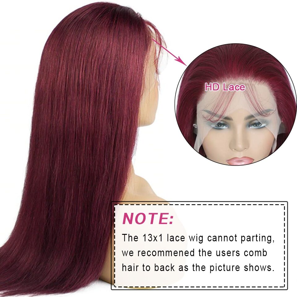 13x4Transparent LaceWigs Synthetic Straight Burgundy Wig Pre Pluck HeatResistant