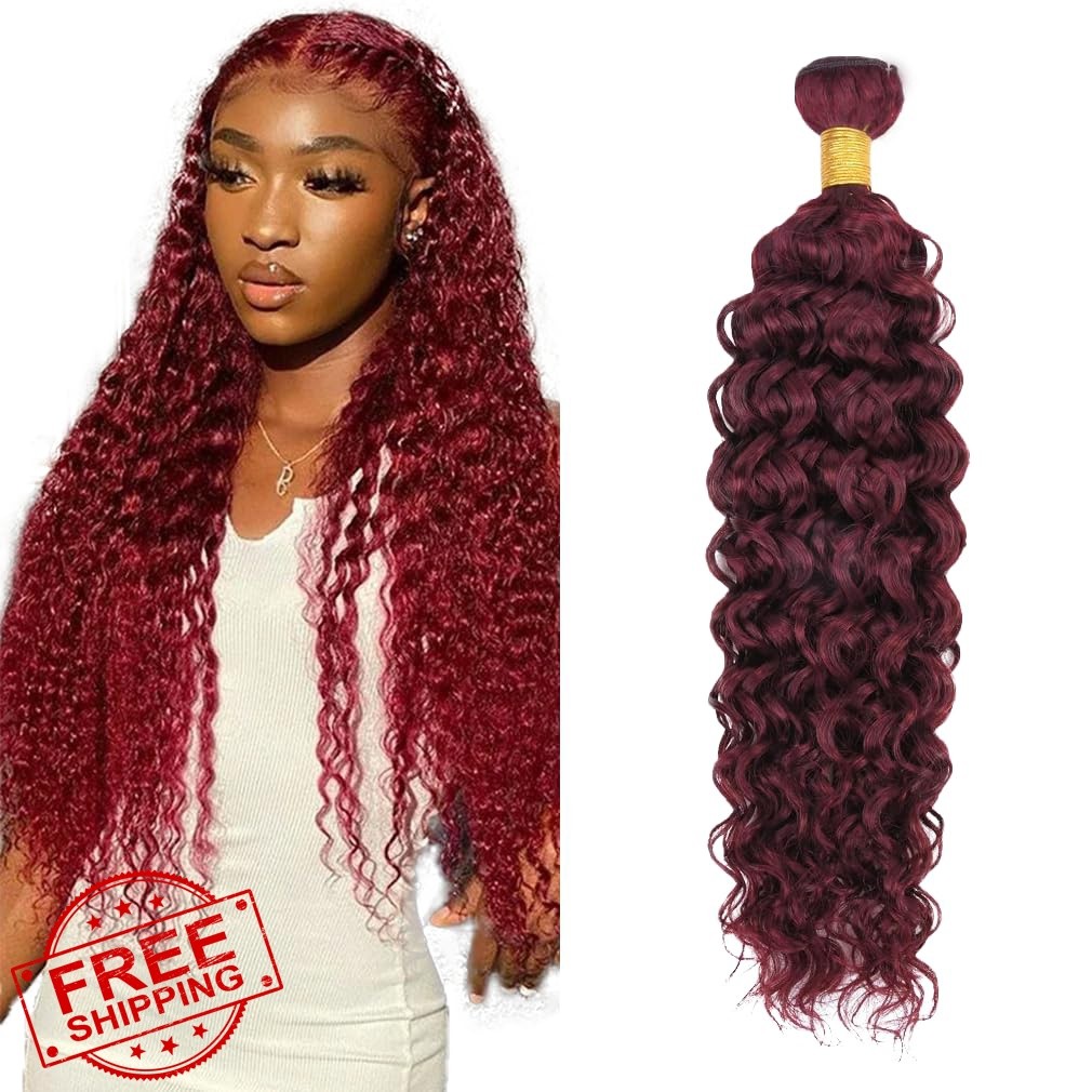 FuivJuix 30 Inch Water Wave Human Hair #99J-Burgundy WT