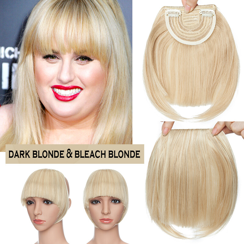 Women Real as Human Hair Bangs Hairpiece Top Front Fringes Clip in Extensions US