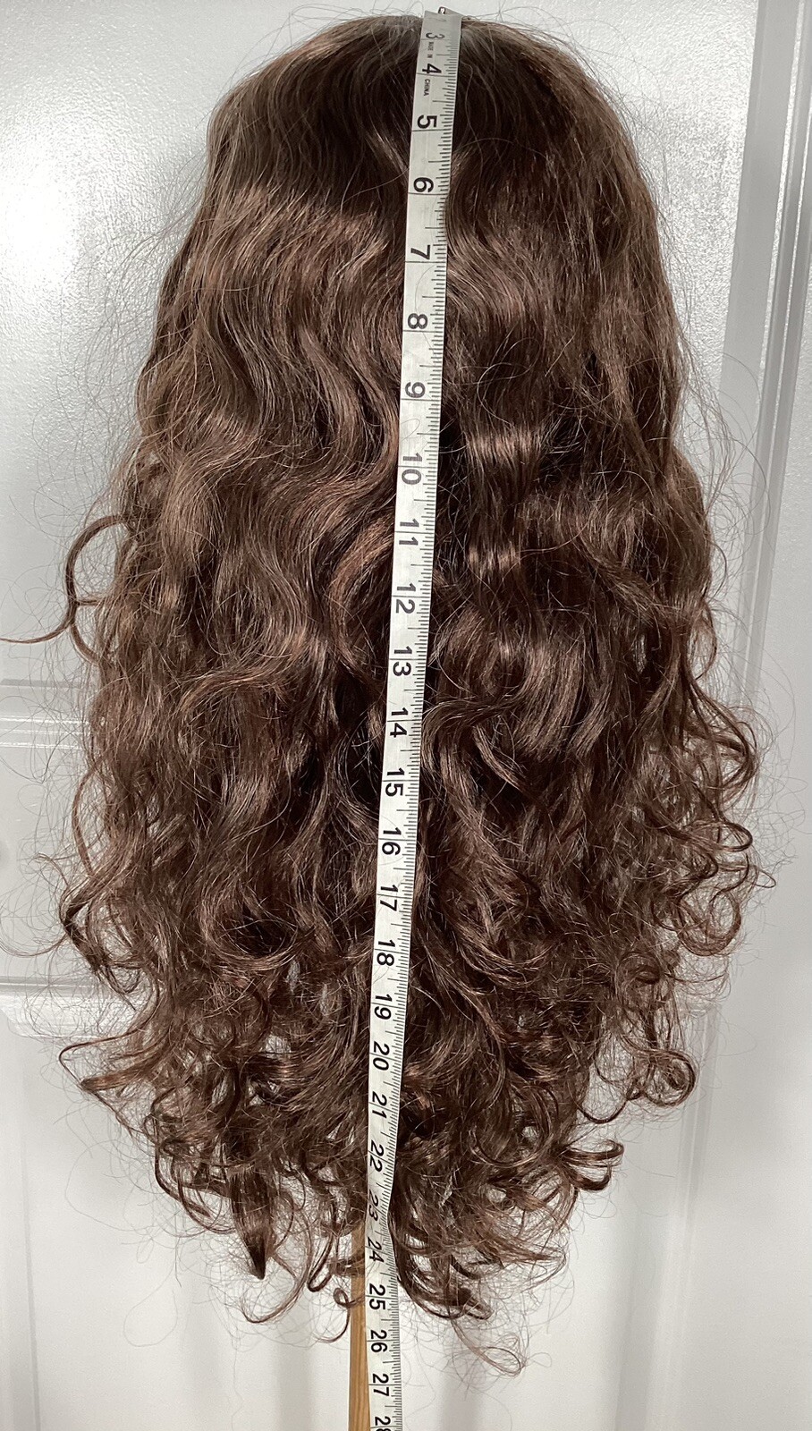 NEW! Beautiful Wig 25” Long Golden Brown Center Skin Part Size LARGE Net Cap D-4