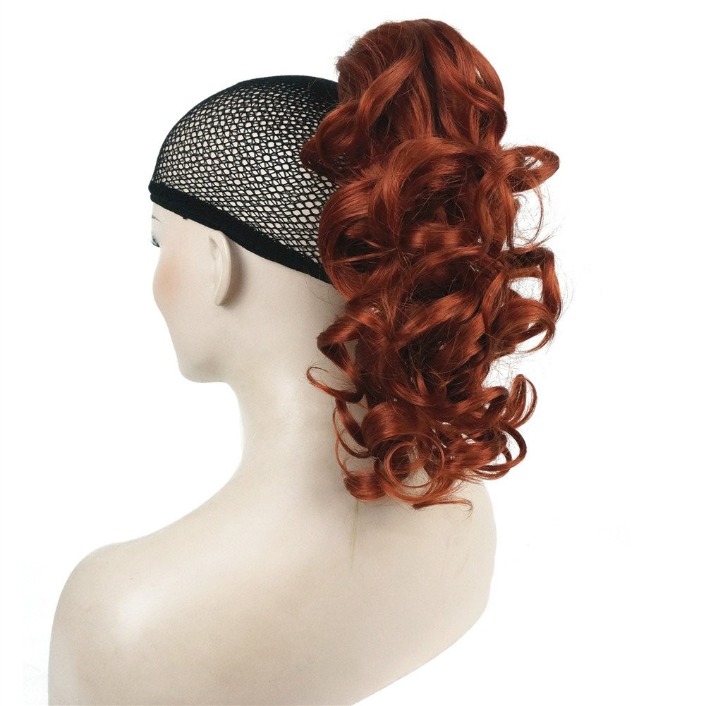 Aimole Curly Ponytail Extension Hair Piece Claw Medium Medium, 130 Fox Red