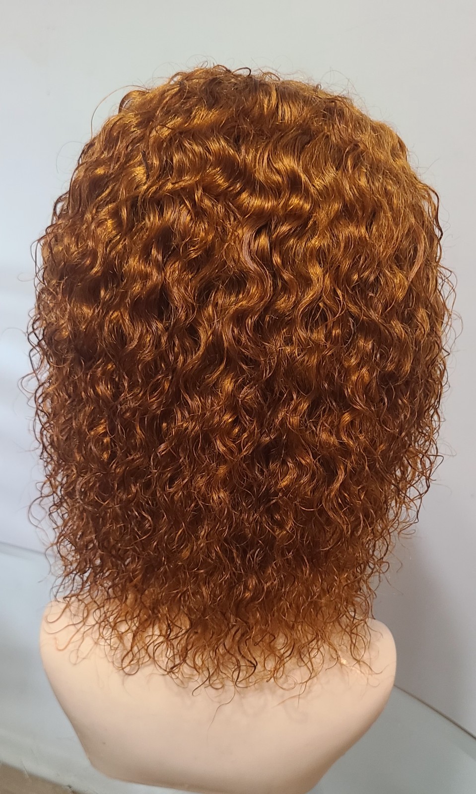 10″Water wave human hair wig,Ginger orange color,short crly wave lace front 13/1