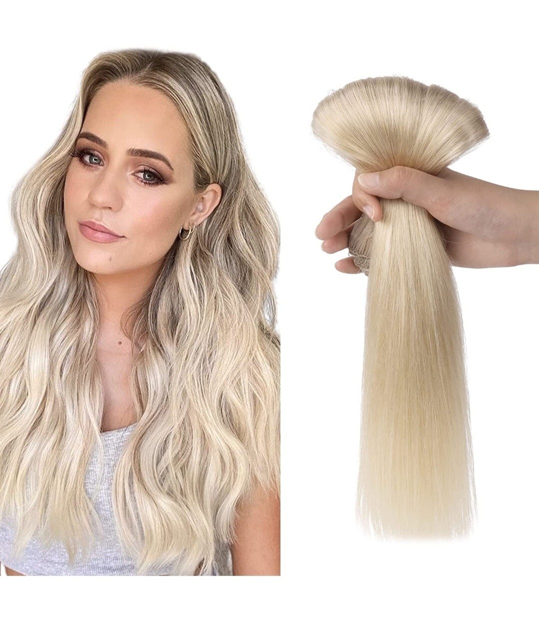 9A Ash Blonde to Golden Blonde Human Hair Ext 22in 7pcs