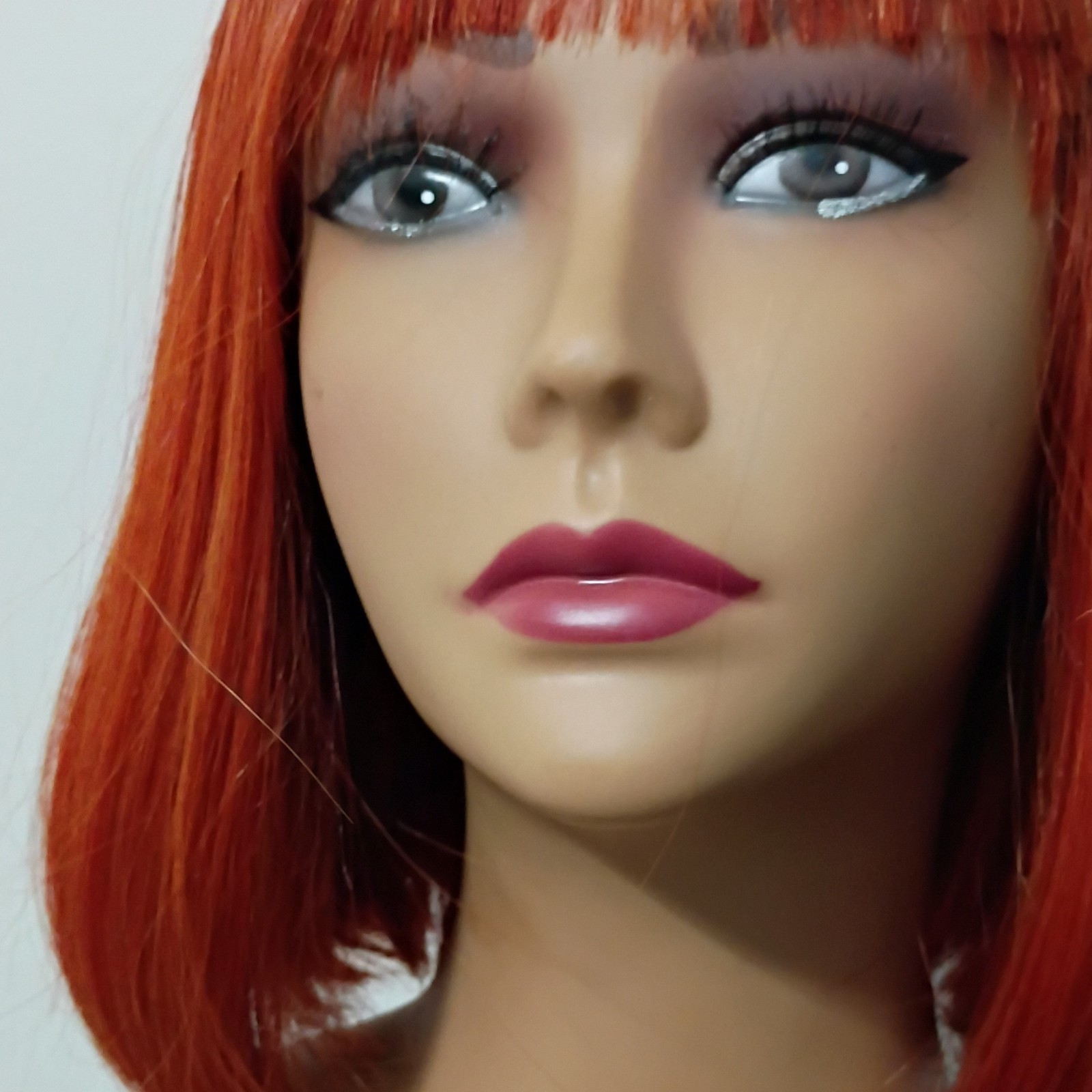 Copper Red Straight Bob Wig w/ Bangs Free-Part 8 in Women’s Natural Style
