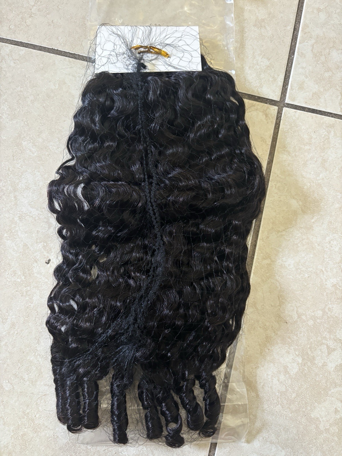 Human Hair Curly Crochet Pre-Looped Extensions Reusable 22 in Black Women