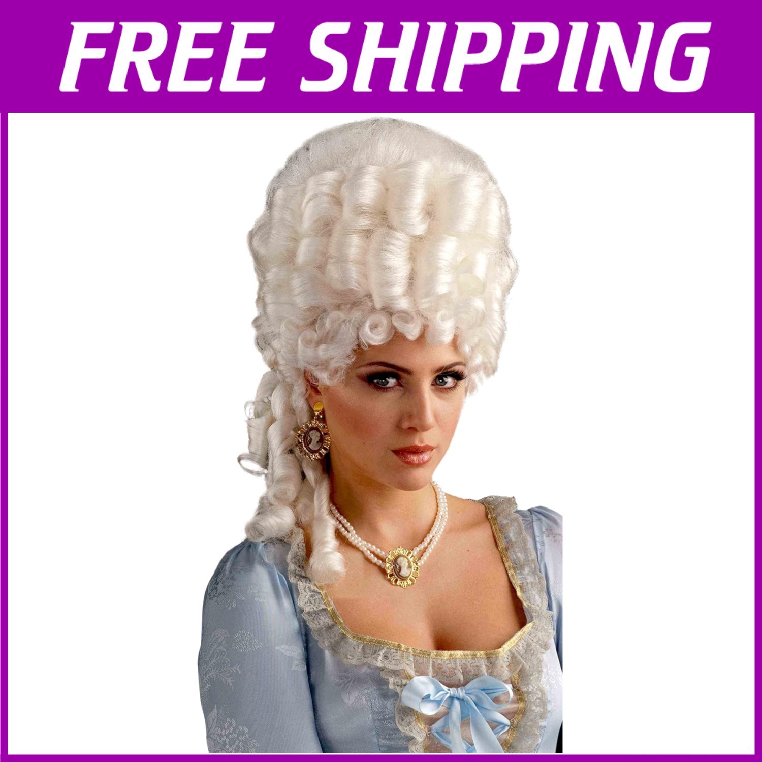 Stunning Marie Antoinette Platinum Wig – Women’s Fancy Dress