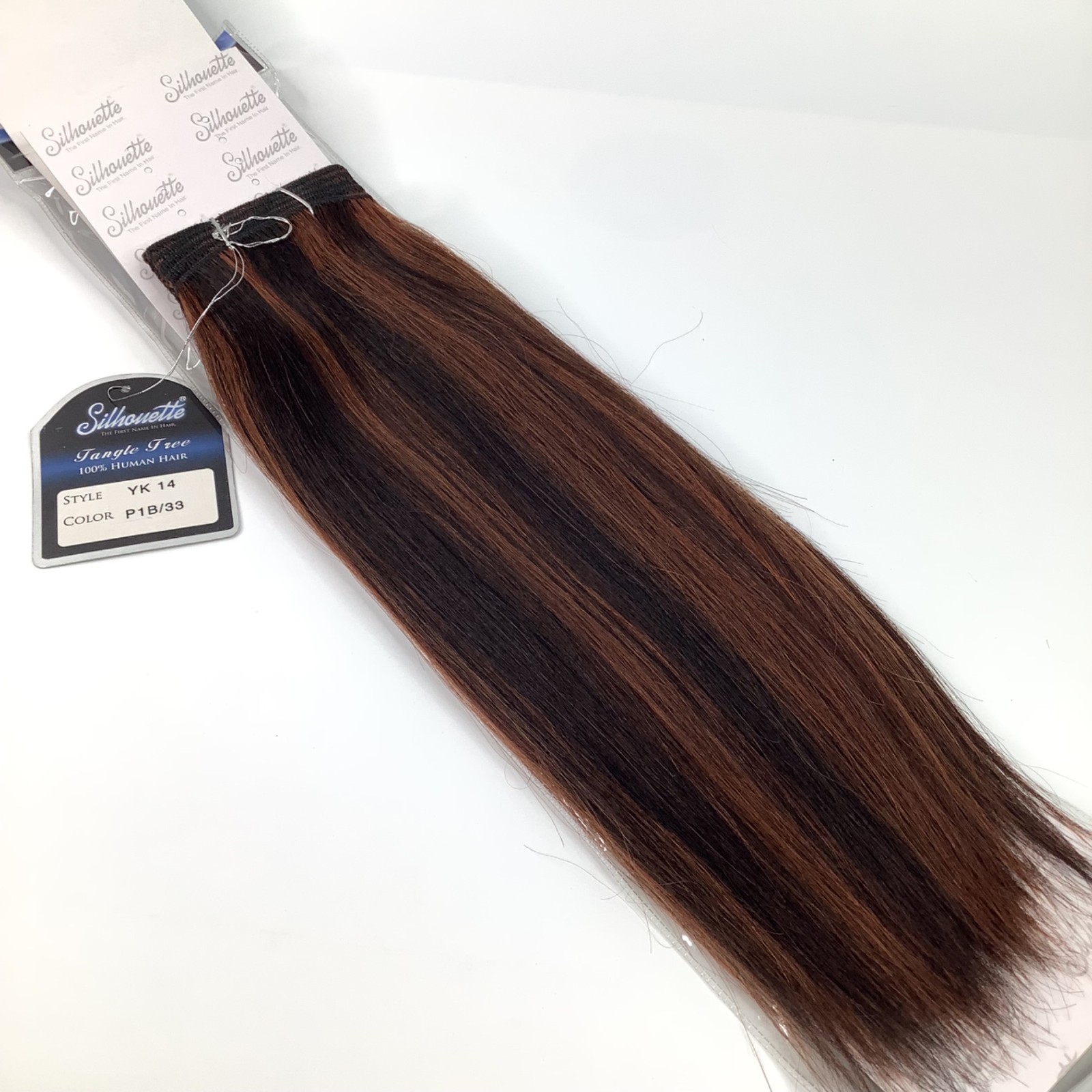 Silhouette 100% Human Hair Yaki Straight Weave 14″ P1B/33 Auburn & Black