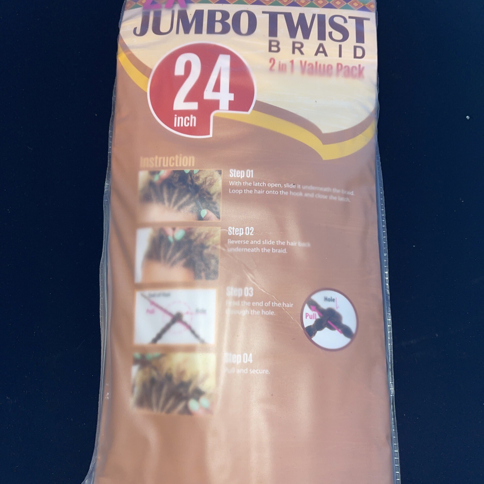 Eve Hair Afro Crochet Braid Jumbo Eve Hair Twist 24” – 2 In 1 Pack T27/613 New