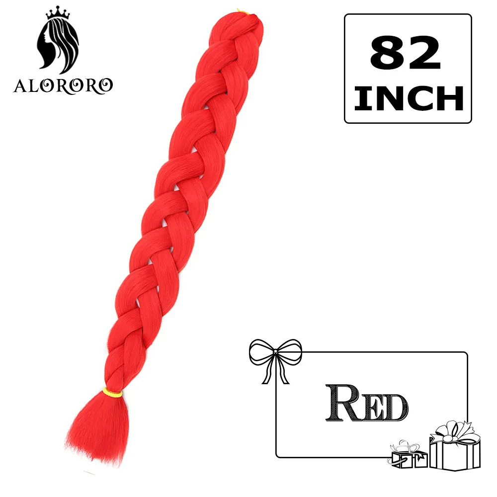 Alororo Synthetic 82 Inch Jumbo Braid Hair High Temp Fiber Purple Red