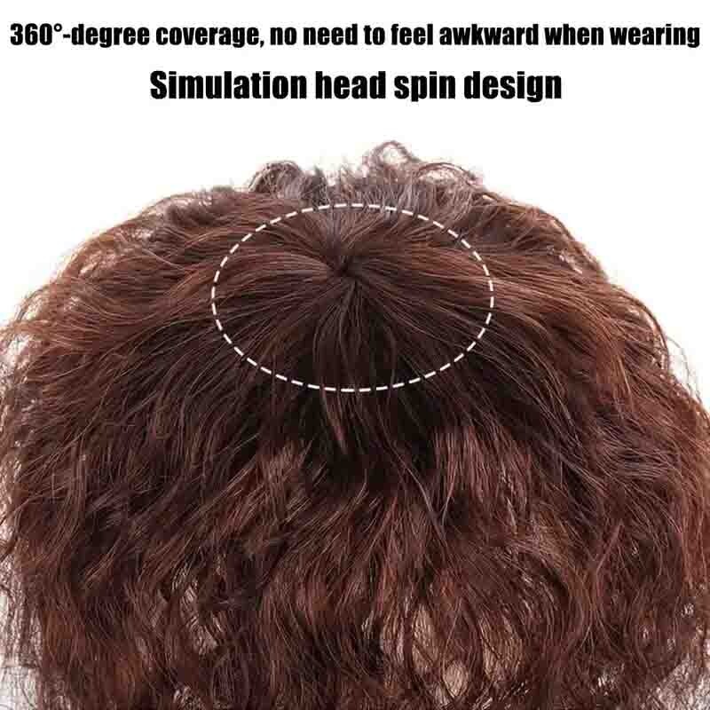Curly Human Hair Topper with Bang Short Clip-In Hair Extension for Thinning Hair