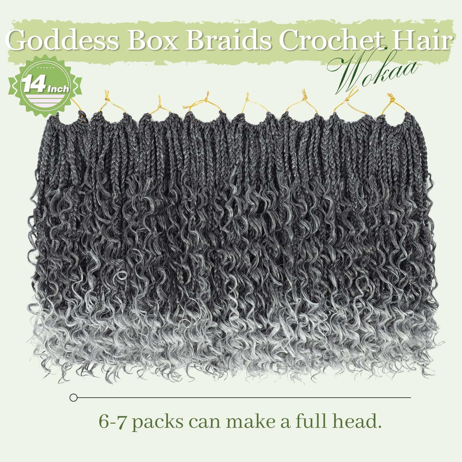 Goddess Box Braids Crochet Hair 14 Inch 8 Packs Pre-looped Bohomian Crochet B…