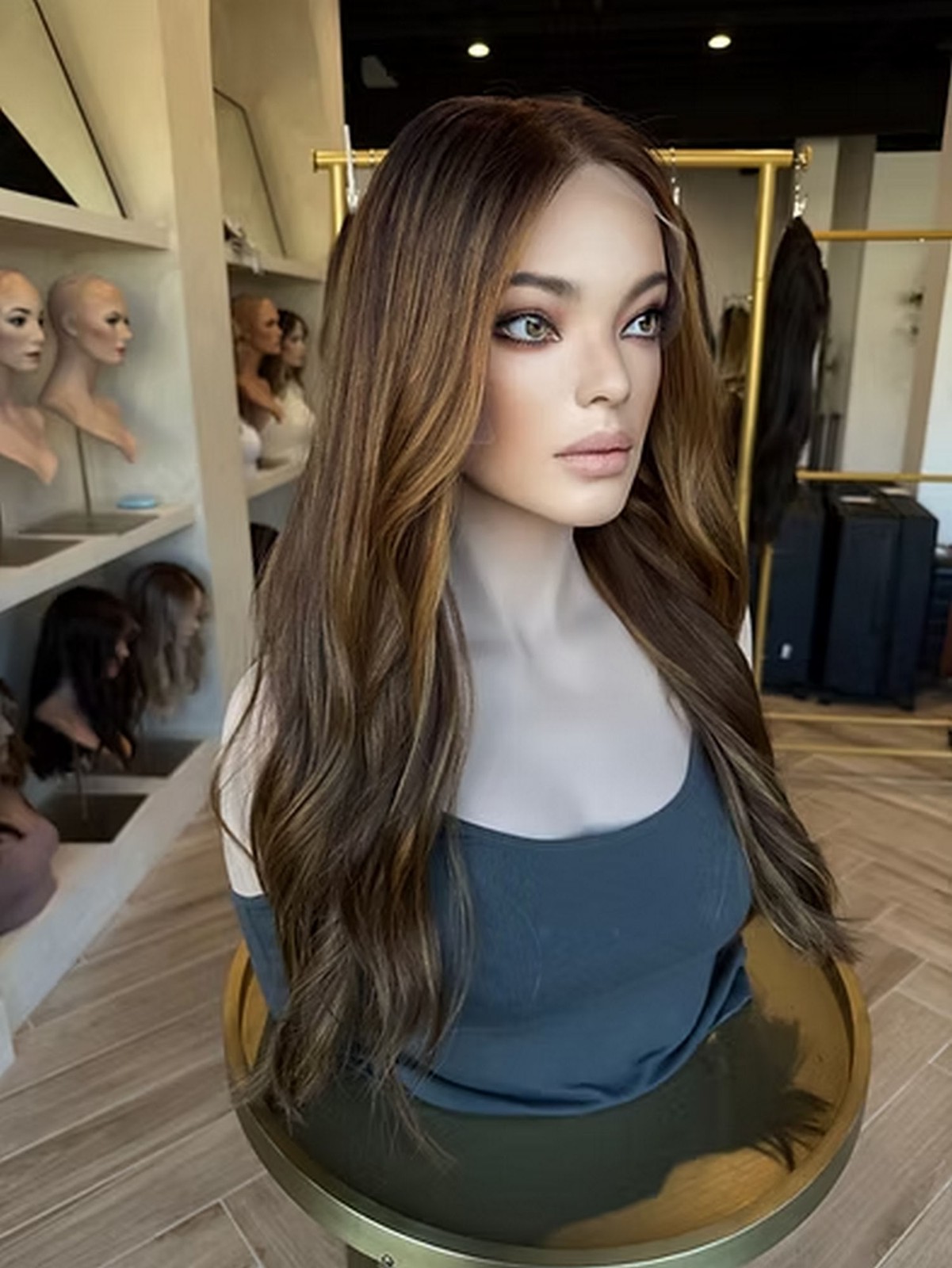 Honey Brown Highlights Lace Front Human Hair Wig for Women Preplucked Hairline
