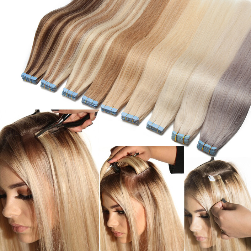 150G Real Thick Tape In /On Human Hair Extensions Real Full Head Skin Weft 60pcs