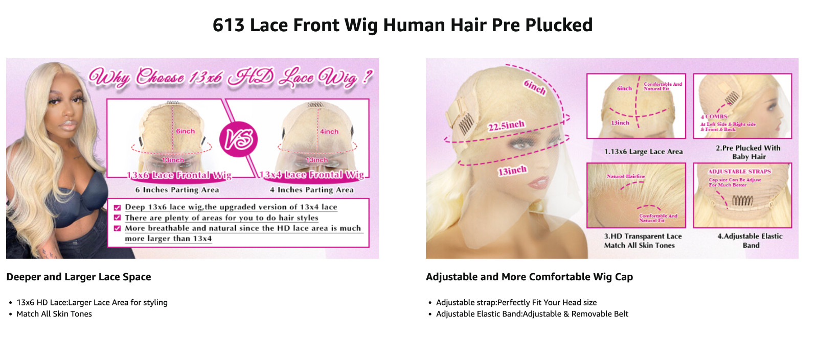 13×6 HD Lace Front Wig Human Hair Blonde Wig 22 Inch 200 Density