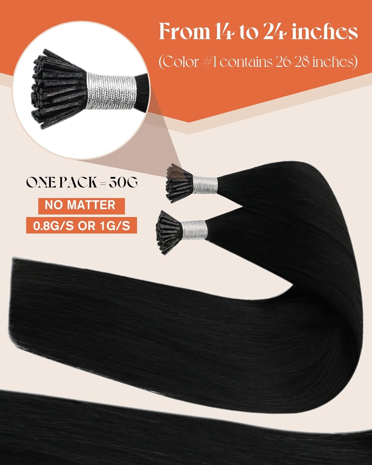 Sunny I-TIP 24in Black Hair Extensions – I-TIP_1_24_50G3