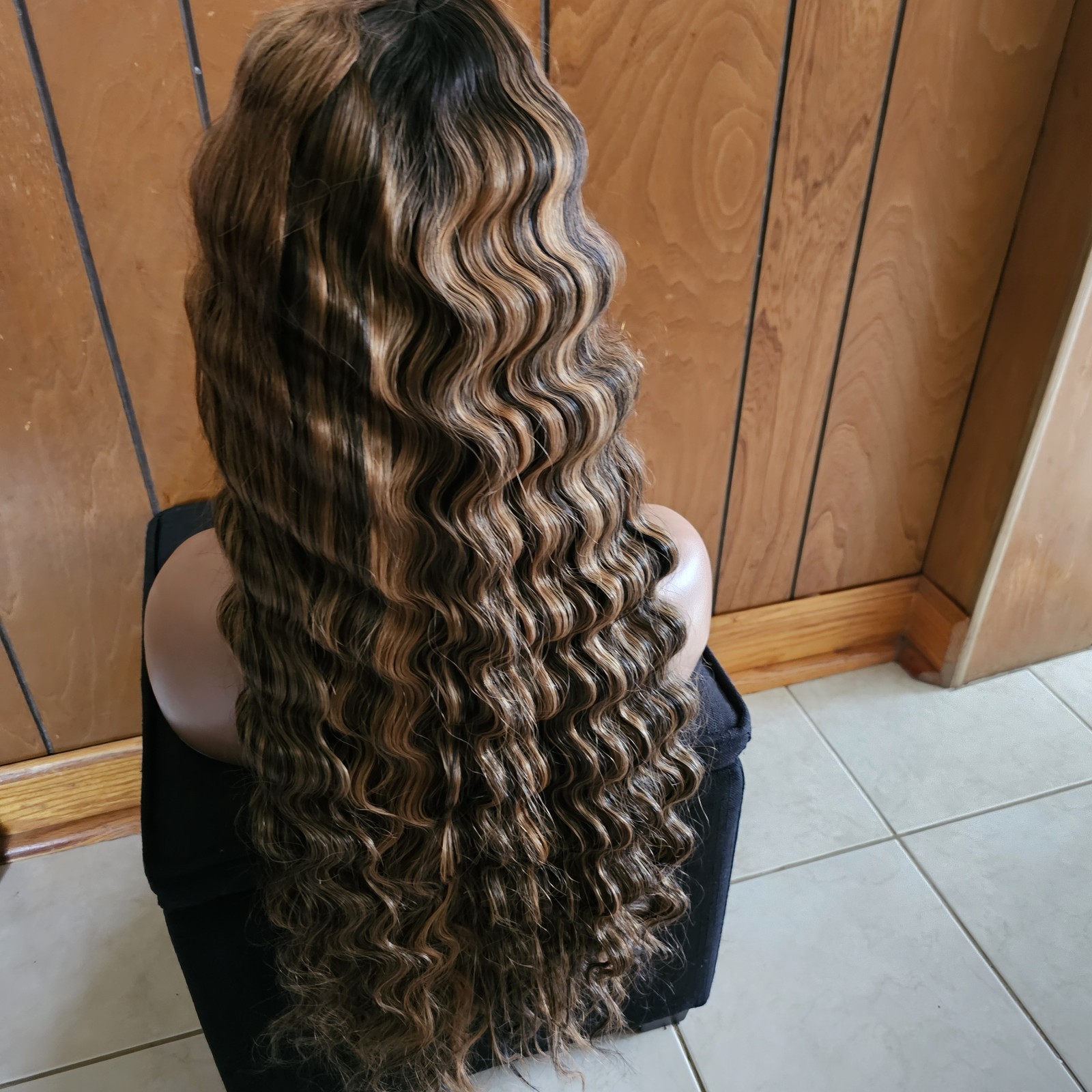 Deep Wave 1B/30 Highlight Ombre SYNTHETIC HUMAN HAIR BLEND Wig 28inch