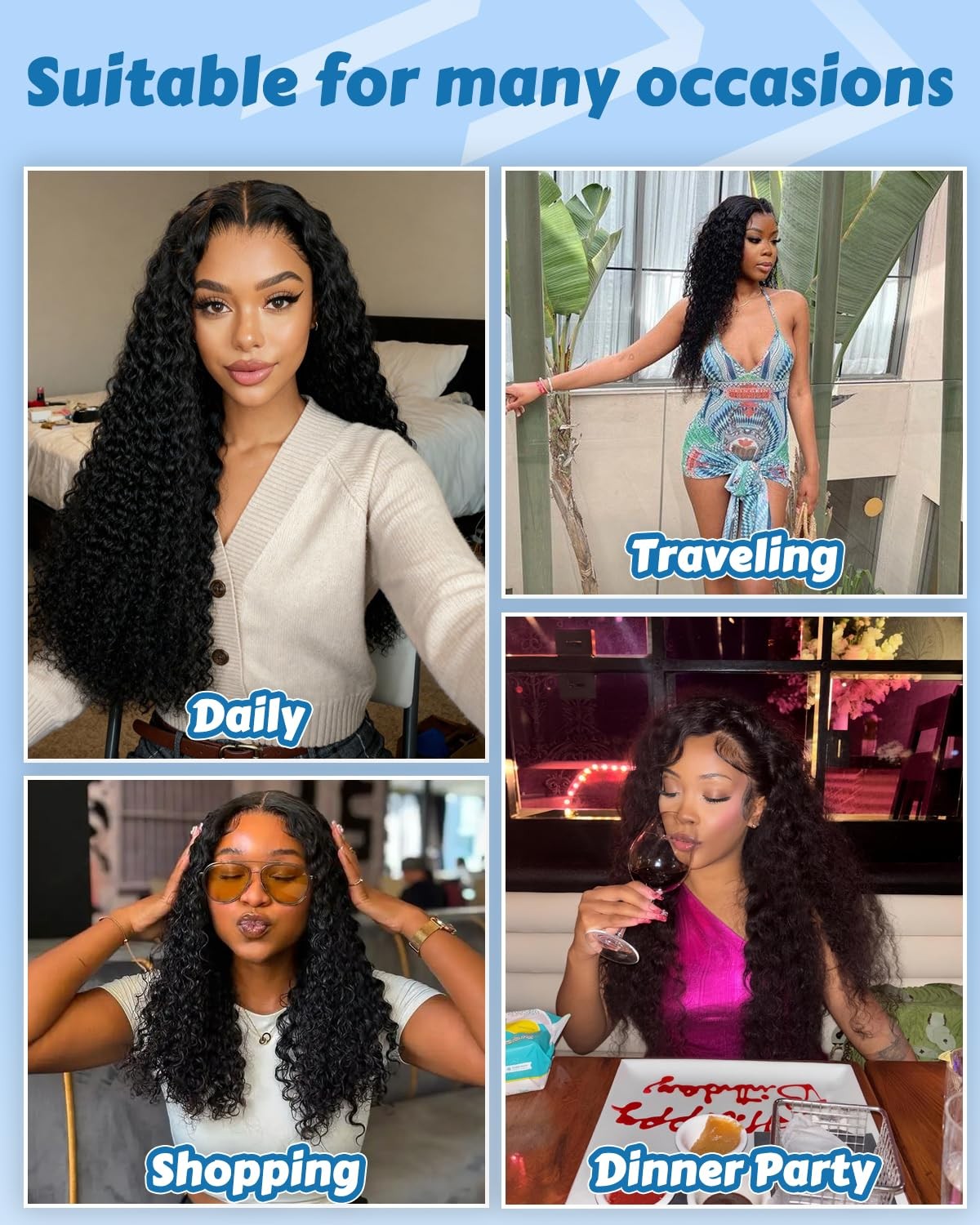 Tmlkhl 12 12 12 Inch 3 Bundles For Women Water Wave Human Hair Bundles Wet And