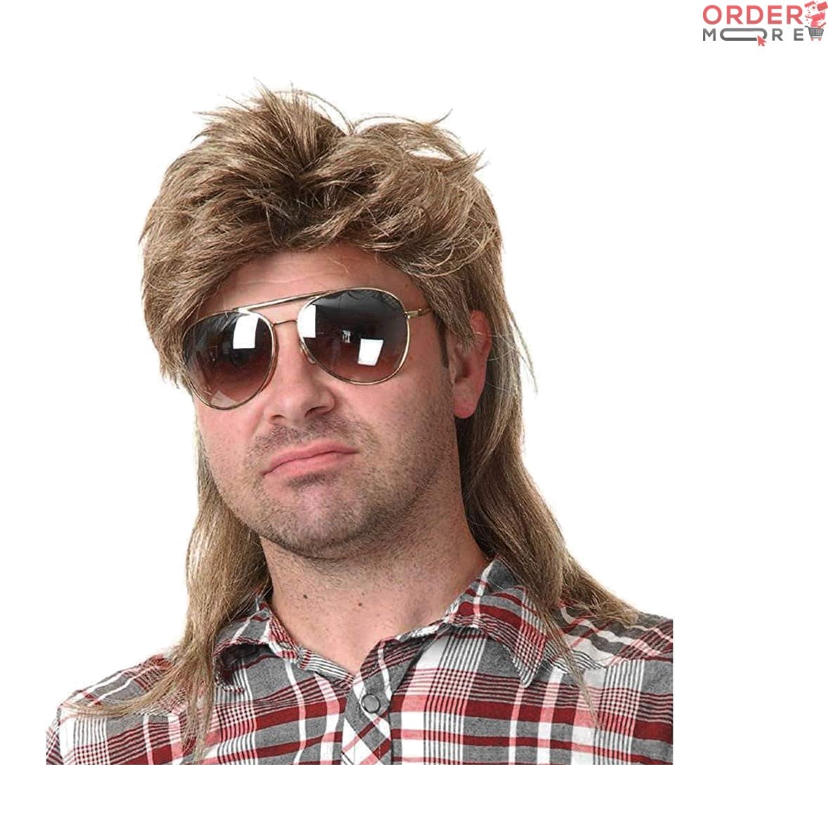 Mullet Wig Men Light Brown 80s Costume Party Cosplay Halloween Breathable Fiber