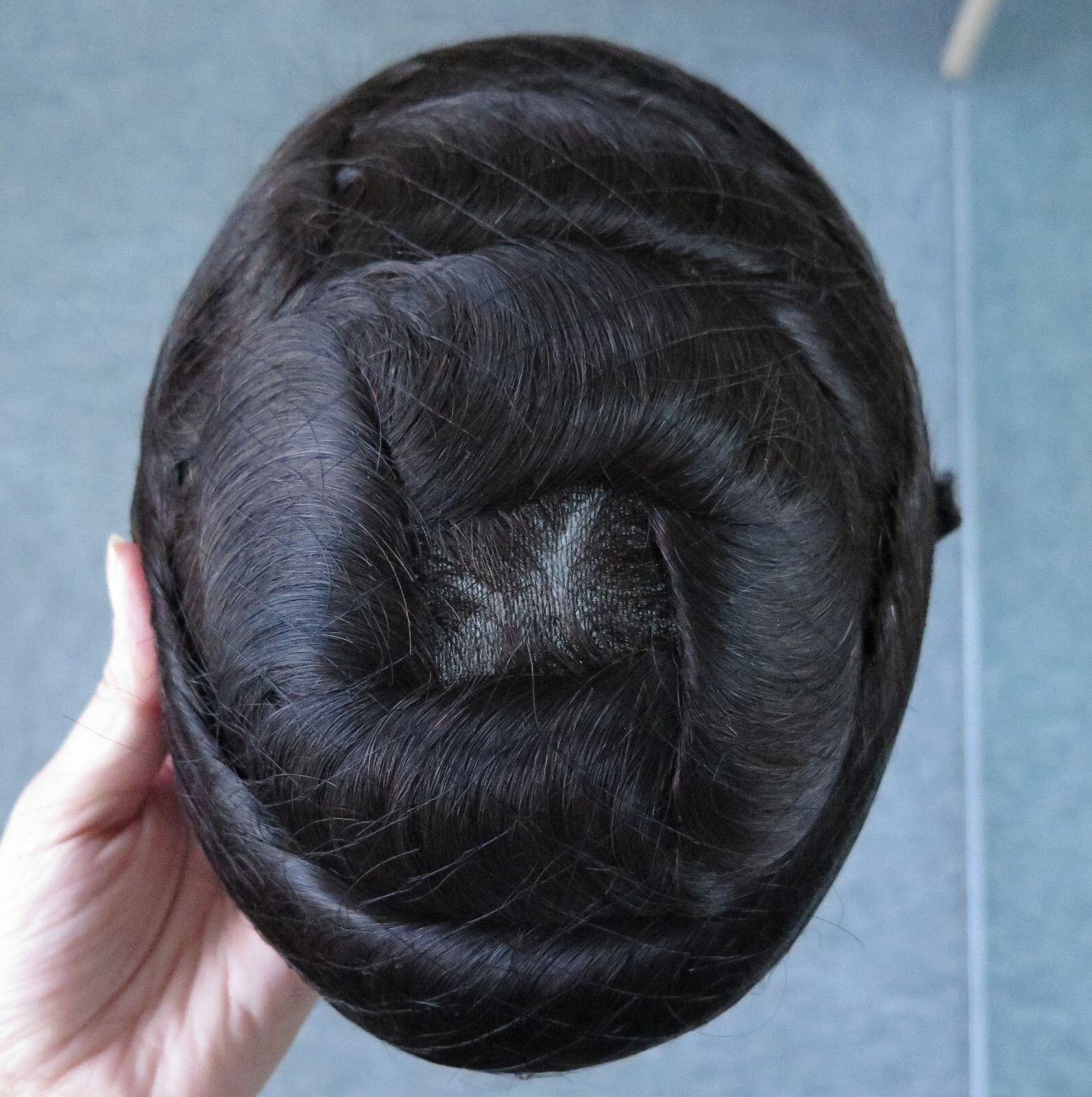 Durable Toupee Mens Human Hair Thin Skin Hairpieces System Replecement Wig Black