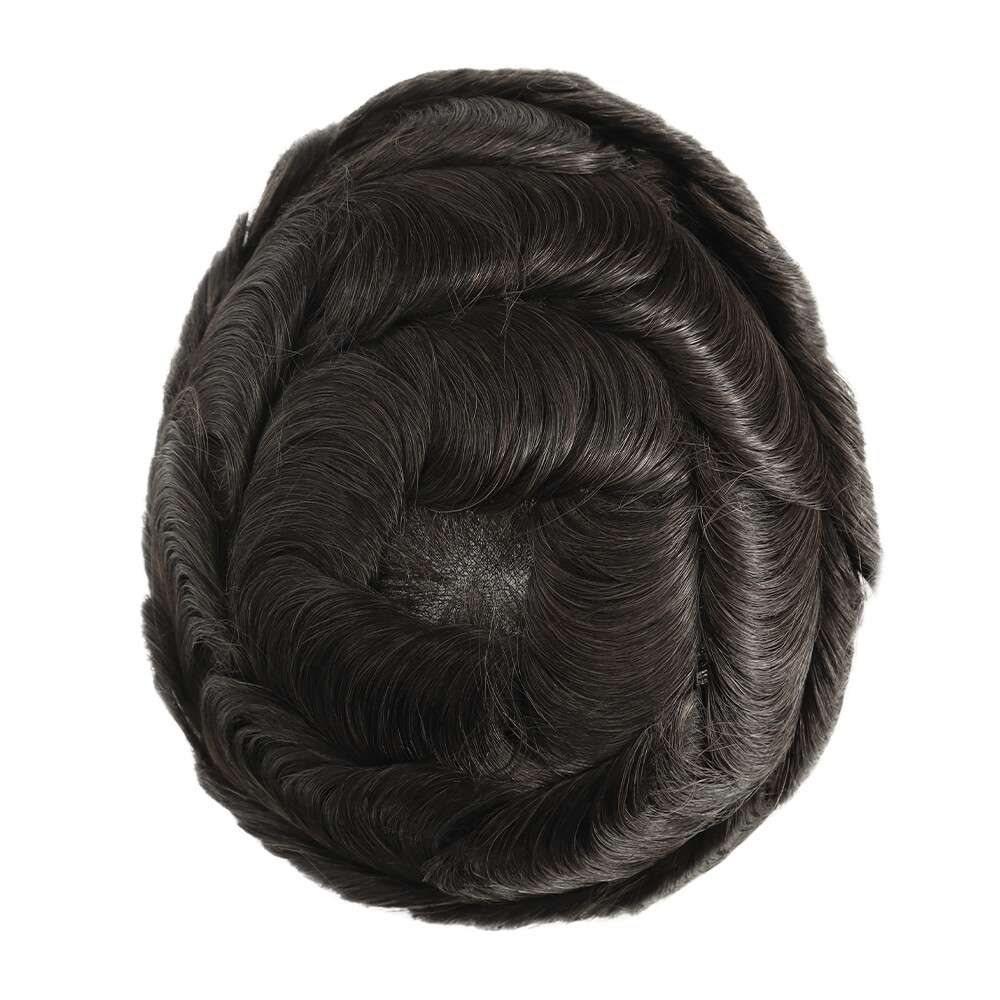 Natural Toupee Welded Mono Lace Human Hair Replacement Medium Light System