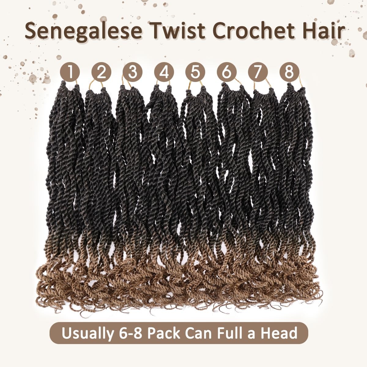 Kachanaa 8 Pack Wavy Senegalese Twist Crochet Hair For Black Women 14 Inch