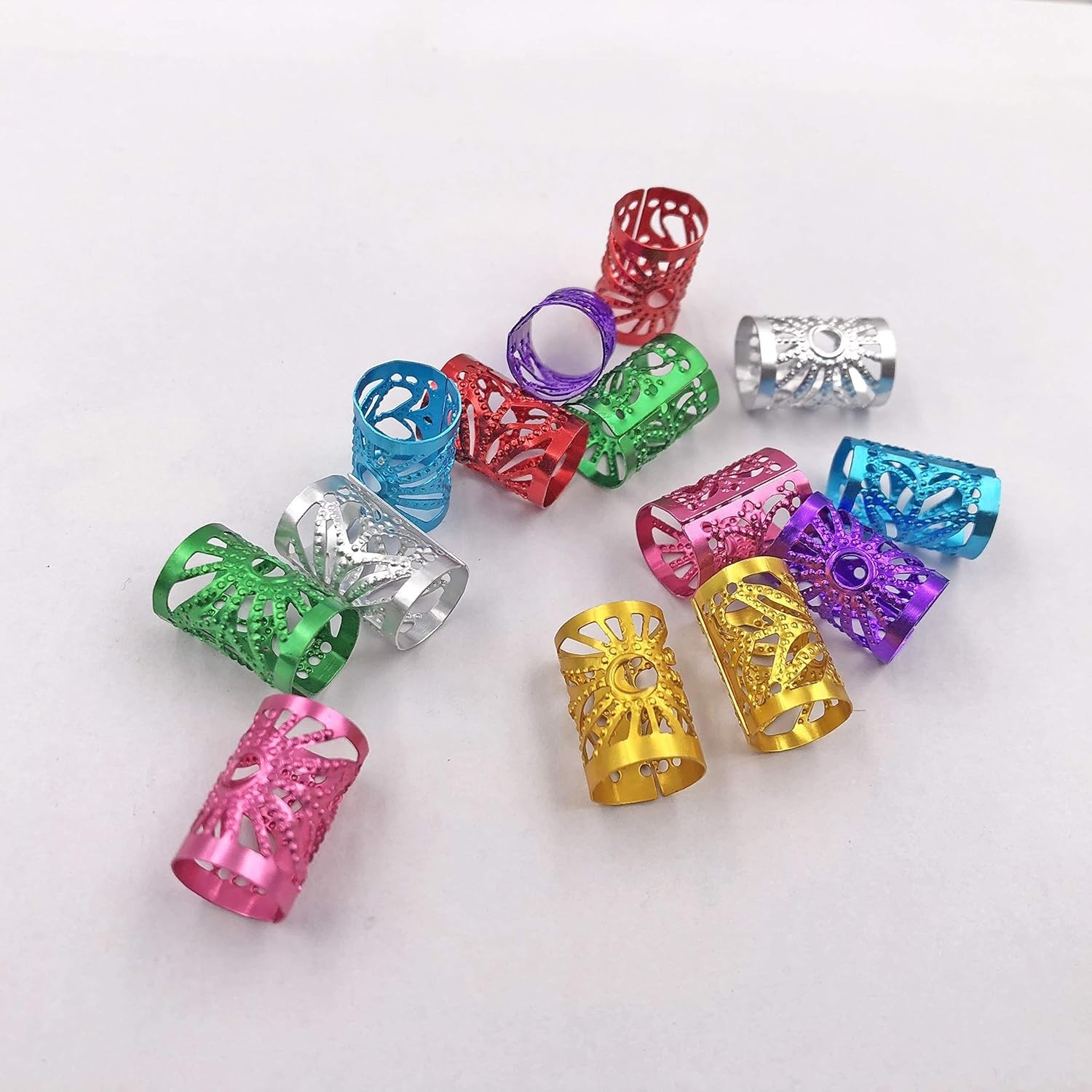 170 Pieces Dreadlocks Beads Multicolor Aluminum Dread Locks Metal Cuffs Hair …