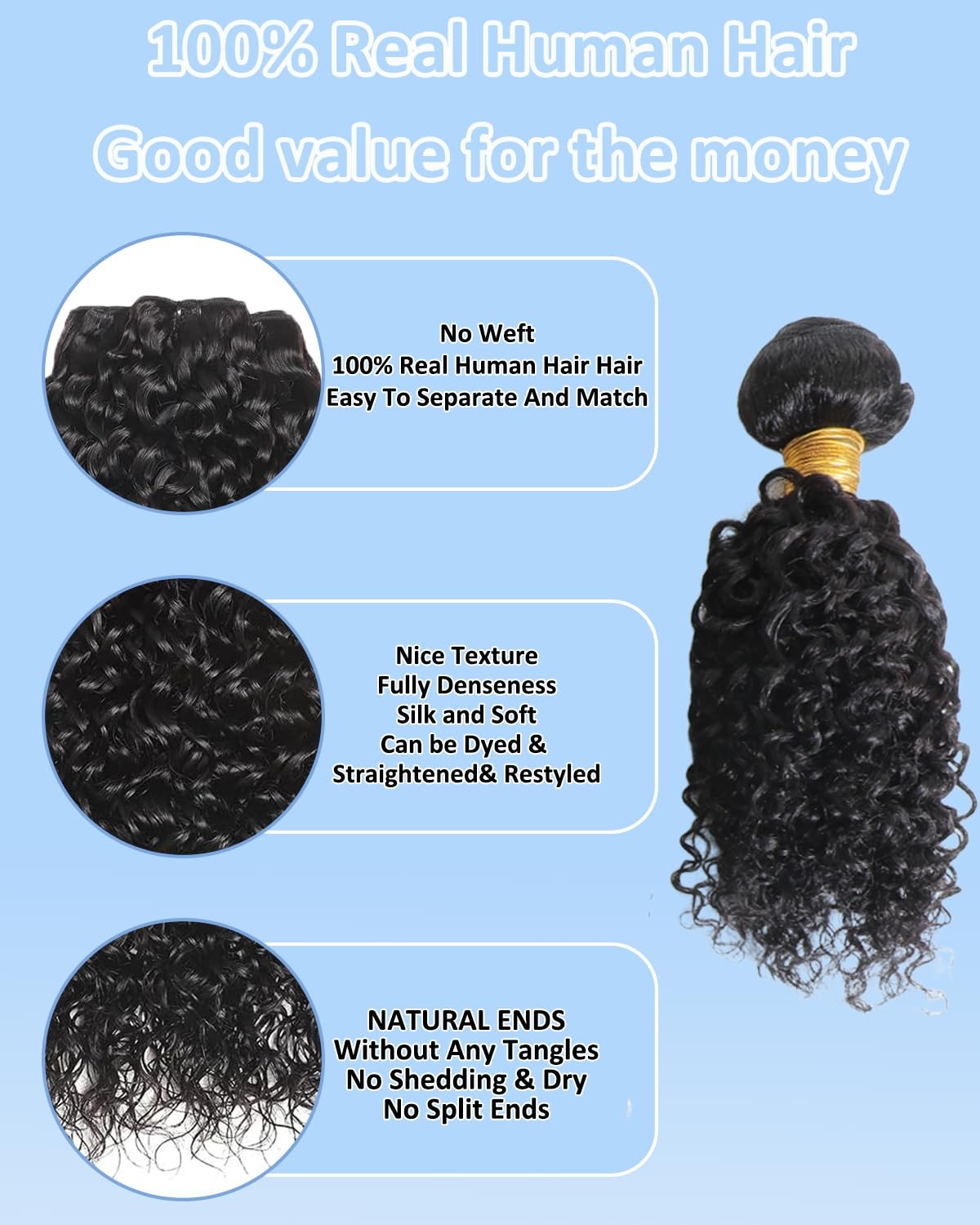 Tmlkhl 12 12 12 Inch 3 Bundles For Women Water Wave Human Hair Bundles Wet And