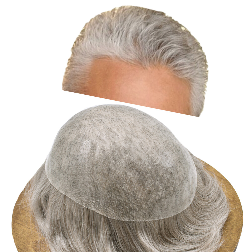 Full Poly Mens Toupee Hairpiece All Skin Pu Hair Replacement System Wig for Men