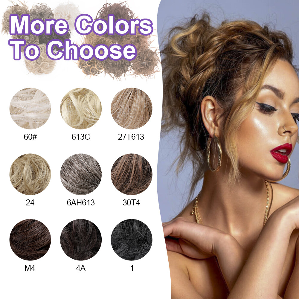 MESSY THICK Bun Hair Piece Scrunchie Updo Wrap Extensions Straight Real As Human