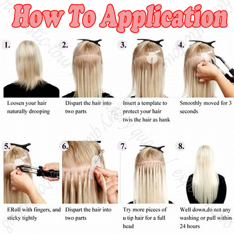 100/200PCS THICK Keratin Nail UTip Human Hair Extensions Mix/Highlight Hairpiece