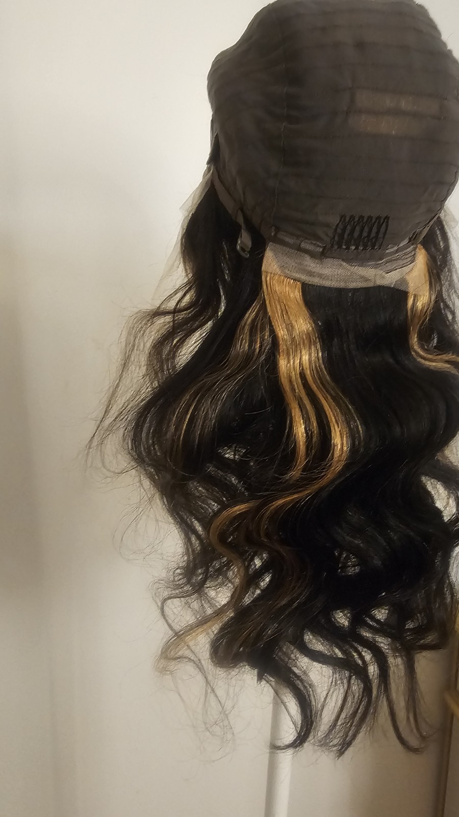 High Quality 24″ dark Brown With Ombre Highligh 100% Virgin Human Hair Lace Wig