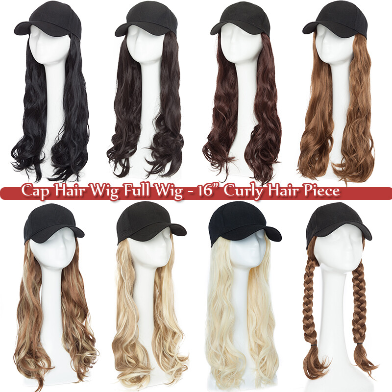 Baseball Cap with Curly Hair Wig Full Wigs Long Natural Wavy HairPiece For Human
