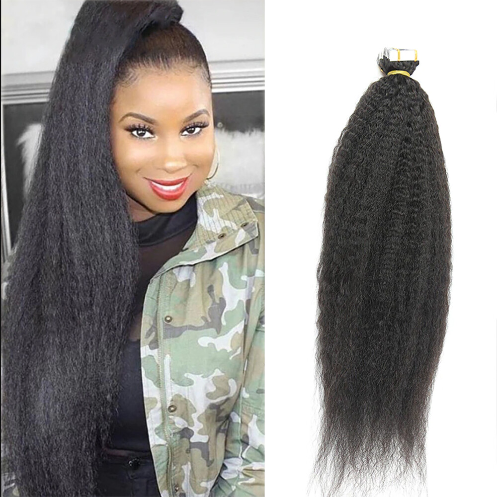 Tape In Human Hair Natural Color 20pcs KinKy Straight Body Wave Deep wave ST