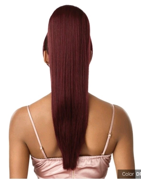 Sensationnel Instant Pony And Bang Draw String Pony Clip Bang 30″ TB/Burgundy