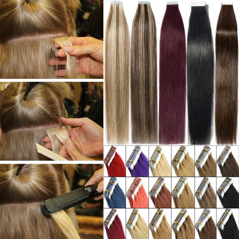 Invisible Tape In Hair Extensions Real Remy Skin Wefts Seamless Tape Hair Blonde