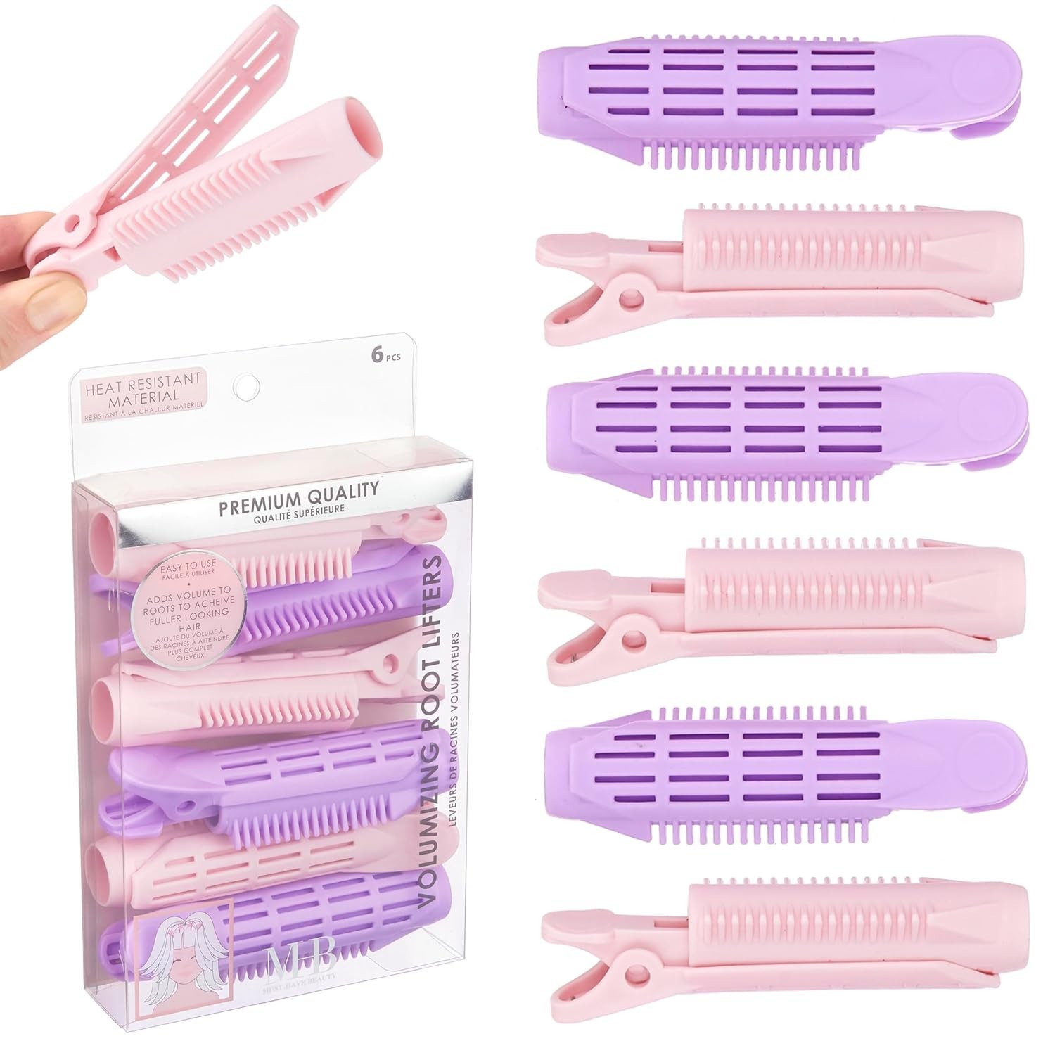 Expressions 6pc Volumizing Root Lifters – Premium Quality Heat Resistant Hair Cl