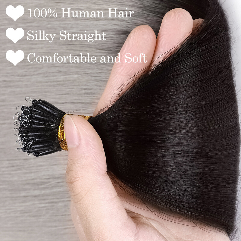 Nano Ring Micro Loop Beads Real Remy Human Hair Extensions Thick Russian 1g/s