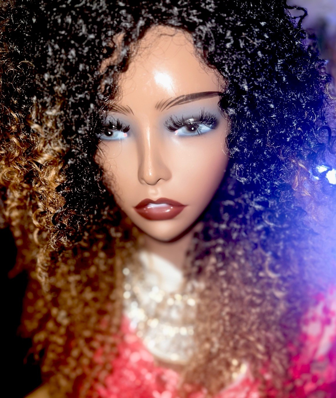 OMBRÉ FULL WIG SPIRAL CURL 1/33 100%FUTURA FIBER HAND TIED WEAR & GO THICK NEW