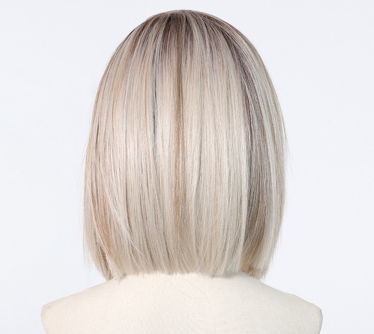 Large Lace Front Cap Synthetic Hair Wigs Mono Front Rooted Blonde Mix For Women