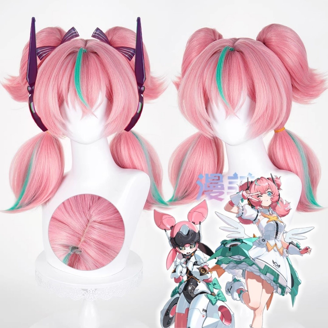 Zenless Zone Zero ZZZ Aria Pink Wig 50cm Ponytail Hairpiece Cosplay Prop Hairnet