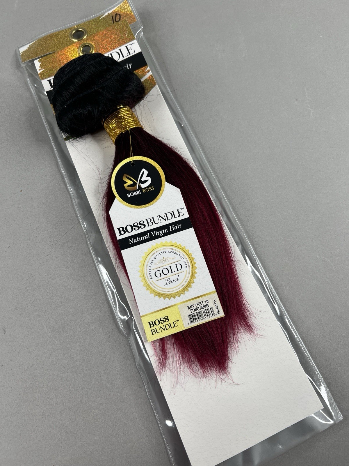 10” Boss Bundles TTNat/9JBG Burgundy Ombre Straight 100% Human Hair Extensions