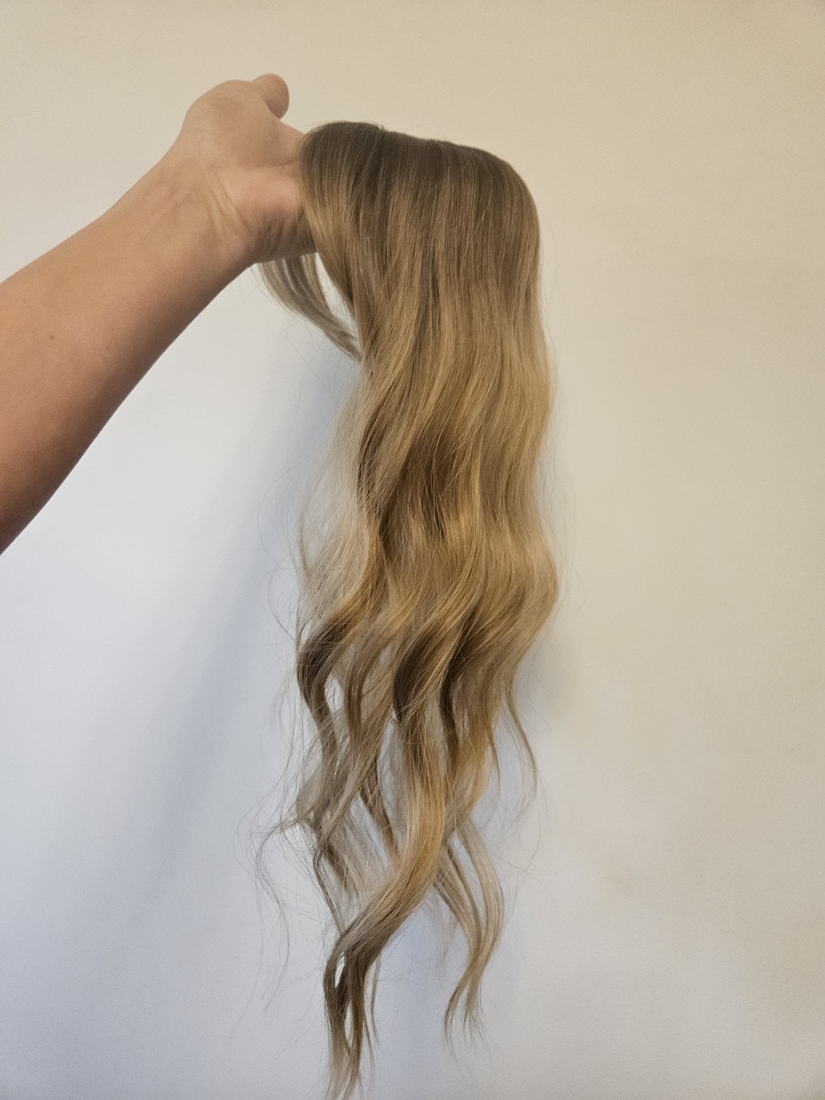 NEW WAVY OMBRE DIRTY BLONDE HAIR TOPPER BANGS Darker At Roots