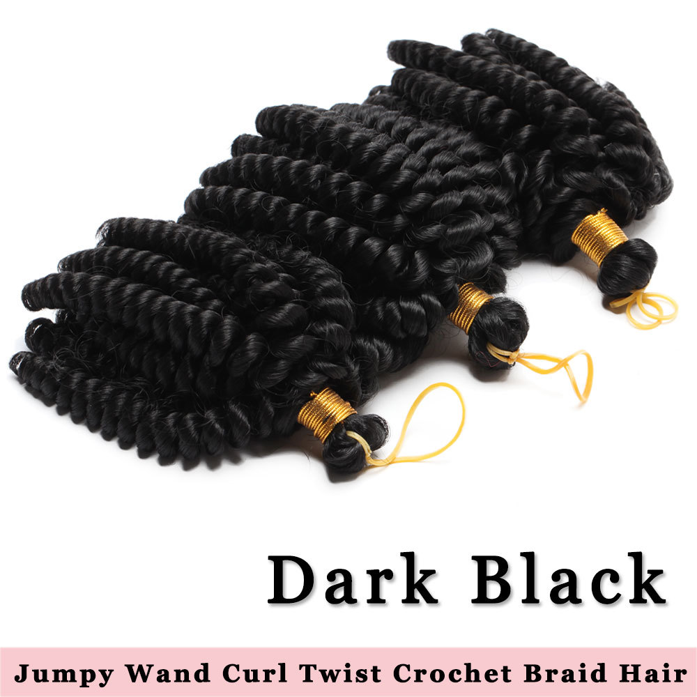 US Jumpy Wand Bounce Spiral Curly Hair Extensions Twist Crochet Braids Synthetic