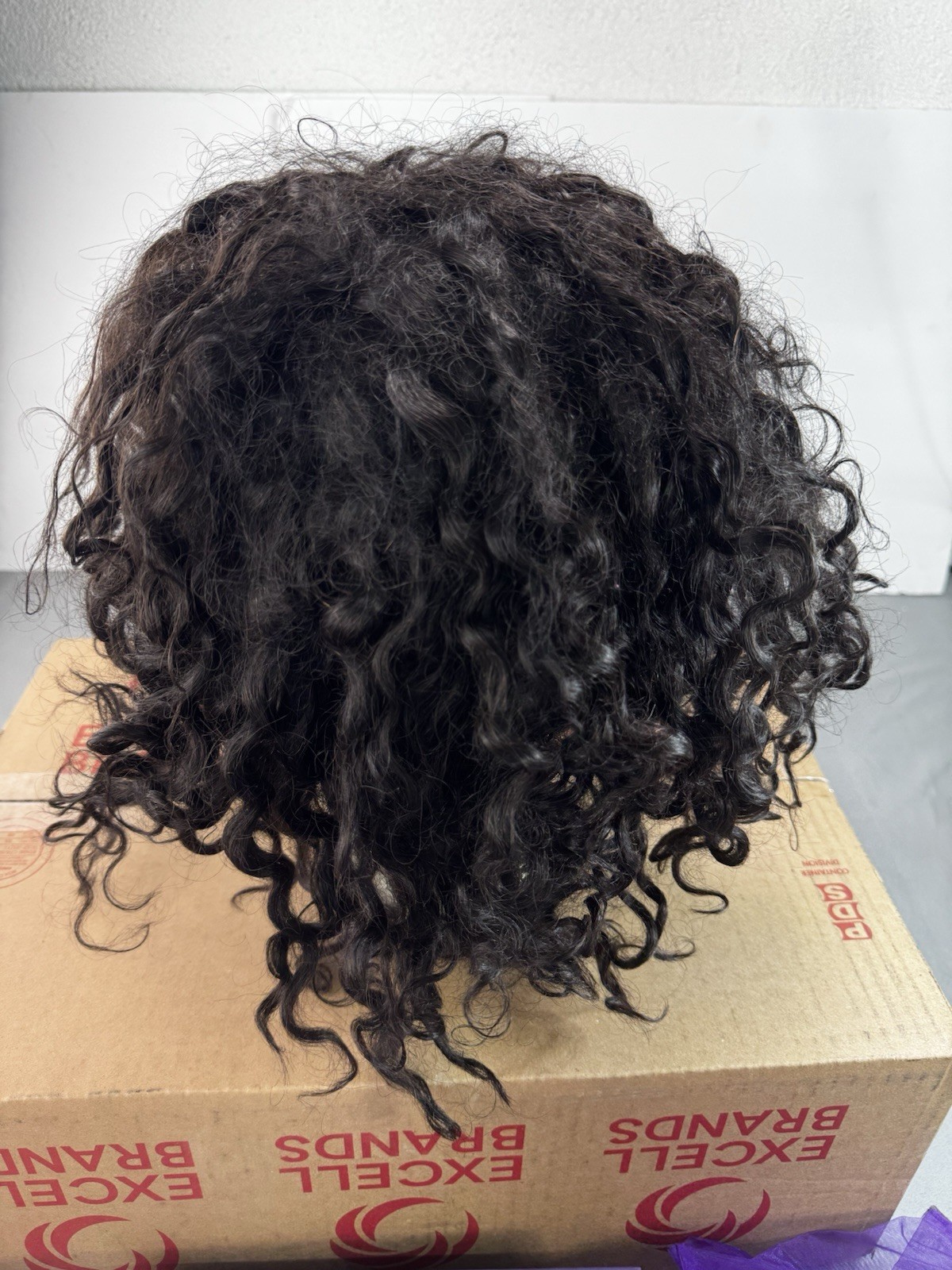 LUVME HAIR HD Human Hair Wig Short Curly Dark Brown Black NEW With Box
