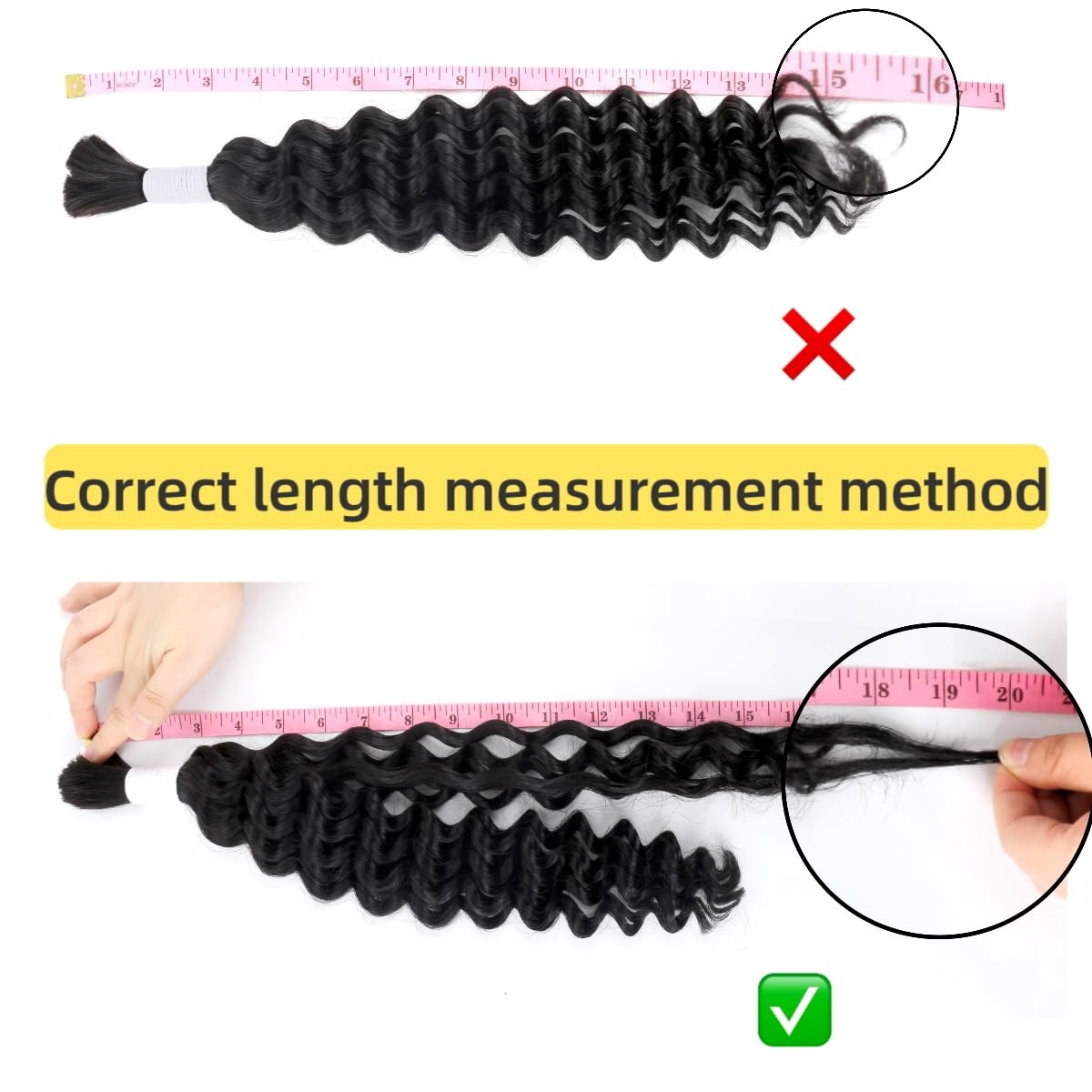 Nerumo Deep Wave Human Braiding Hair 24Inch 1 Bundle 50G Bulk Human Hair For